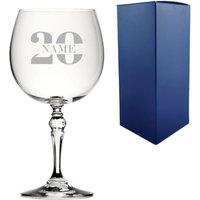 Uniqueful Personalised Crystal Gin Balloon Glass - 20th Birthday Design in Clear