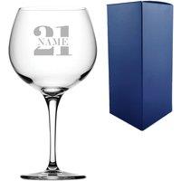Uniqueful Personalised 21th Birthday Primeur Gin Balloon Glass in Clear