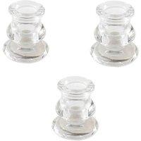 Marco Paul Pack of 3 Glass 7cm Taper Candle Stick Holder Table Centre Piece in Clear
