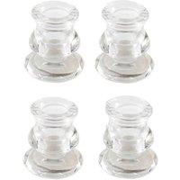 Marco Paul Pack of 4 Glass 7cm Taper Candle Stick Holder Table Centre Piece in Clear