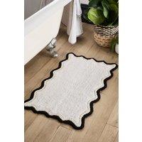 Fusion 'Scallop' Woven Slip Resistant Bath Mat in Off-White