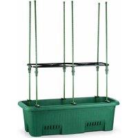 simpa Trellis Trough Pot with Stakes Kit - 70cm (L) x 30cm (W) x 27cm (H) in Dark Green | Size: 70 cm (L) x 30 cm (W)