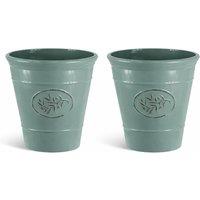 simpa Country Style Gloss Plastic Planter - Set of 2 in Green | Size: Large