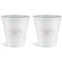 simpa Country Style Gloss Plastic Planter - Set of 2 in White | Size: Large