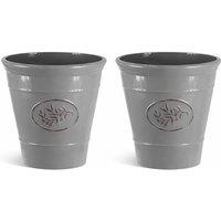 simpa Country Style Gloss Plastic Planter - Set of 2 in Grey | Size: Large