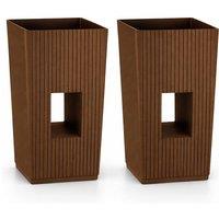 simpa Cubic Modern Plastic Planters - Set of 2 in Terracotta