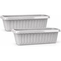 simpa Plastic Chunky Trough Planter Pots 75cm - Set of 2 in Grey
