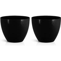 simpa Avant-Garde Gloss Plastic Planter Set of 2 in Black | Size: Small