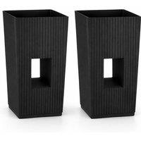simpa Cubic Modern Plastic Planters - Set of 2 in Black