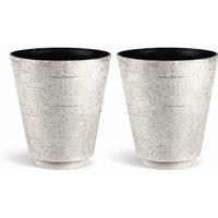 simpa Hudson Textured Effect Plastic Planters - Set of 2 in Beige | Size: Medium