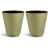 simpa Hudson Textured Effect Plastic Planters - Set of 2 in Green | Size: Medium