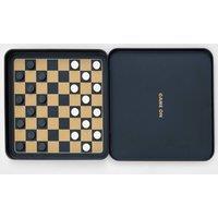 Suck UK Portable Magnetic Game on Checkers Set with Carry Pouch in Black