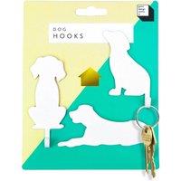 Suck UK Metal Dog Hooks Set of 3 Self-Adhesive Decorative Key & Towel Hangers in Off-White
