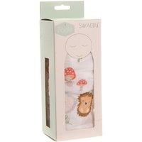 Ziggle Baby Cotton Muslin Swaddle Wrap - Woodland in White