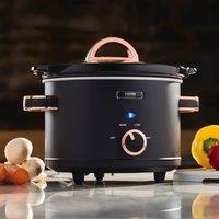 Cooks Professional 2.5L Slow Cooker with Glass Lid & Removable Bowl - 160W in Jet Black