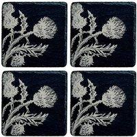 Selbrae House Thistle Trio Slate coasters - Set of 4 in Black