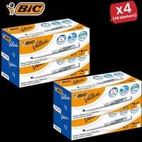 Bic Velleda 1741 Whiteboard Drywipe Markers Blue - Box of 12 - 4 Packs