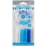 Oaktree Spiral Candle & Holder Set in Blue