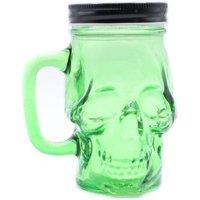 KDMD Funky Green Skull Mason Jar - Retro Cold Drink Glass, 450ml