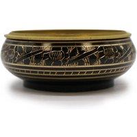 KDMD Brass Carved Incense Jar for Charcoal, Resins & Herbs in Black