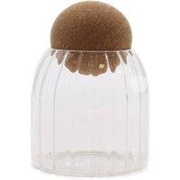KDMD Cottage Cork-Ball Glass Jar - Ribbed 10cm for Dry Goods & Decor in Clear