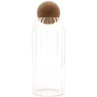 KDMD Cottage Cork-Ball Glass Jar - Ribbed 20cm for Pasta & Dry Goods in Clear