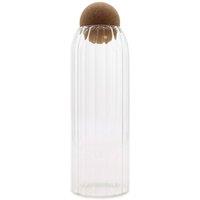 KDMD Cottage Cork-Ball Glass Jar - 25cm Ribbed Storage & Decor in Clear
