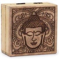 KDMD Elegant Black Buddha Face 10x10x4.2cm Square Box for Keepsakes & Decor in Brown | Size: 10x10x4.2 cm