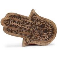 KDMD Hamsa Black Engraved Long Tray 30x20.5x2.5cm - Elegant Display Piece in Brown | Size: 30x20.5x2.5 cm