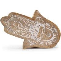 KDMD Hamsa & Buddha Whitewash Long Tray 30x20.5cm for Decor & Storage in Brown | Size: 30x20.5 cm