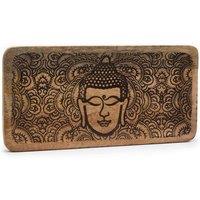 KDMD Long Tray 30x15x2.5cm - Buddha Face Black Engraved in Brown | Size: 30x15x2.5 cm