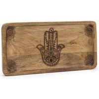 KDMD Elegant Black Hamsa Engraved Long Tray 30x15cm for Jewelry & Decor in Brown | Size: 30x15 cm