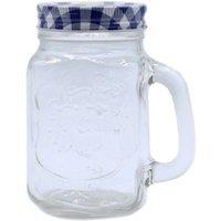KDMD Funky Mason Jar with Lid - 450ml Cold Drink Glass, Retro Style in Clear