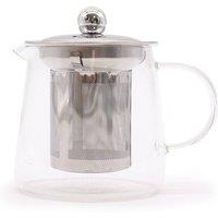 KDMD Elegant Flask-Shaped Glass Infuser Teapot 350ml for Loose Leaf Tea in Clear