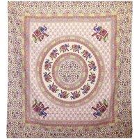 KDMD Elephant Mandala Wall Hanging & Beach Spread - Purple/Blue on Cream