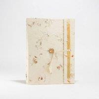 KDMD Large Lokta Flowers Notebook (21x15cm) - 45 Pages & Bookmark in Off-White | Size: 21x15 cm