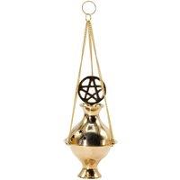 KDMD Pentagram Hanging Brass Incense Burner - Handmade Ritual & Meditation in Gold
