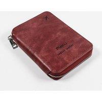 Obasyhig RFID protected passport case with a zip fastening in Burgundy