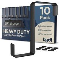 Nordara Heavy Duty Over Door Hooks 10 Pack Stainless Steel Clothes Hanger UK in Black