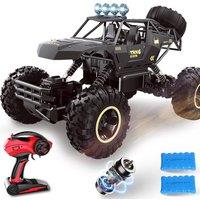 Jiakora 1:12 Scale 4WD Metal RC Rock Crawler 2.4Ghz Dual Motor LED Headlight Remote Control Car Toy Car Toy Truck for Kids Gift in Black