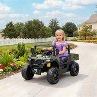 AIYAPLAY 12V Kids Ride on Car, Kids UTV with Electric Dump Bed in Green