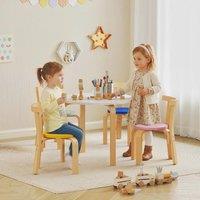 AIYAPLAY 5 Piece Kids Table & Chairs Set Wood for 3-8 Years for Art Crafts | Size: 60 cm x 60 cm