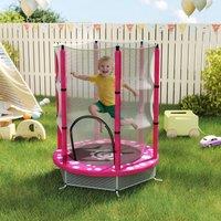 AIYAPLAY 4.6FT Kids Trampoline with Safety Enclosure Net in Pink