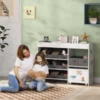 AIYAPLAY Kids Toy Storage Unit with 11 Fabric Bins, 3 Stickers in White