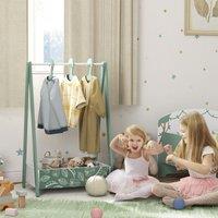 AIYAPLAY Baby Clothing Rack with Hangers, Shelf, Kids Clothes Rail in Green