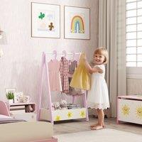 AIYAPLAY Baby Clothing Rack with Hangers, Shelf, Kids Clothes Rail in Pink