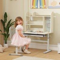 AIYAPLAY Kids Desk, Study Desk for Kids Height Adjustable with Tilt-Desktop in Natural