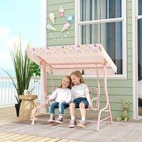 AIYAPLAY Kids Garden Swing Chair, Swing Seat with Adjustable Canopy, Pink