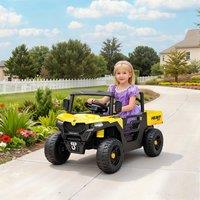 AIYAPLAY 12V Kids Ride on Car, Kids UTV with Electric Dump Bed in Yellow