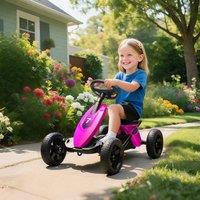 AIYAPLAY Kids Go-kart with Silent EVA Wheels, Metal Frame, Easy Pedal Control in Pink